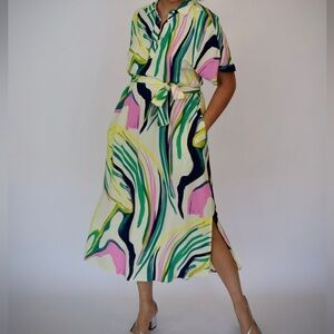 FRNCH Colorful Abstract Midi Dress
